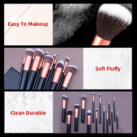 Offre Spéciale Rose Or Haute Qualité Synthétique Noir Fondation Professionnel Privé Étiquette En Gros 14pcs maquillage Brosse Ensemble