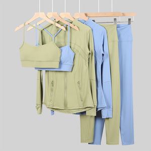 Damen Fitness Reißverschluss DF Jacke Lässiger Rock Sportbekleidungs-Set Workout Gym Leggings Top Hosen Streetwear Bodysuit Lässige Activewear - Product Image 4