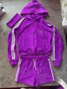 New Arrivals Custom LOGO Striped Velvet Tracksuit Women Zip up Body Velour Jacket <strong>and</strong> Jogger Pants Two Piece Set Women <strong>Clothing</strong> - Product Image 5