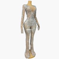 Combinaison d'été moulante Kuotuiku de luxe, ornée de strass 3D scintillants, pour soirée, célébration, spectacle, tenue de mode, chanteuse
