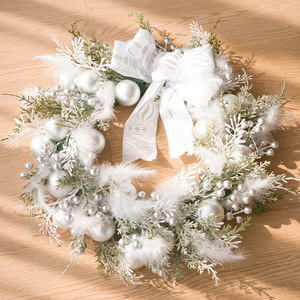 Southpeak Luxury Eco-Friendly Artificial PVC Wreath with Christmas Balls Feathers Bow for Home Front <b>Door</b> Holiday Decor - Product Image 2