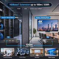 4K60Hz 3x1 HDMI USB C KVM Switch Extender 100m dengan USB 2.0 PD Pengisian Daya PoE Dua Arah untuk Kontrol PC Jarak Jauh