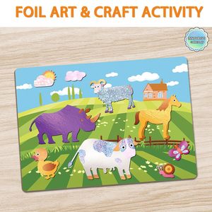 Pase la imagen para hacer zoom en el kit de juguetes de actividades artísticas y artesanales, manualidades de animales divertidos en papel de aluminio, juguete creativo Toty DIY del año, Sin desorden A - Product Image 4