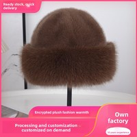 Topi Mongolia - Topi Bucket Kasual Tebal Hangat Berbulu Imitasi Mewah, Bernapas, Modis, Imitasi Bulu Mink, Unisex, Topi Nelayan