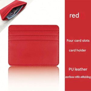 Cartera de Cuero para Múltiples Tarjetas, Colores Sólidos, Tarjetero de Cuero Sintético, Cartera con 4 Ranuras, Monedero de Bolsillo, Diseños con Logotipo Personalizado - Product Image 1