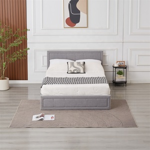 Cama Moderna Blanca con Elevación a Gas y Almacenamiento, Tapizada en Lino, Mueble Suave para Dormitorio con Estructura de Madera, Estilo Contemporáneo - Product Image 2