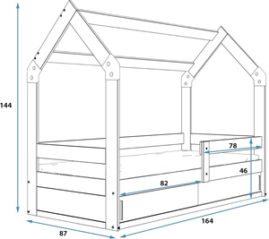 Letto per Bambini in Legno Massello con Base a Doghe, Design Moderno, Protezione Anticaduta, Costruzione Molto Stabile, Comodo e Funzionale con Spazio di Archiviazione - Product Image 3