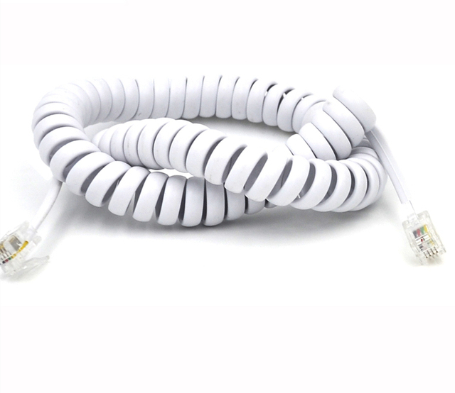 Indoor Telephone Handset Line Cable PU Spiral Coiled Cord with Adjustable Copper Wire