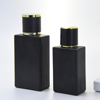 Flacon de parfum carré en verre noir mat de luxe vide de 30 ml et 50 ml, de haute qualité, pour femme et homme