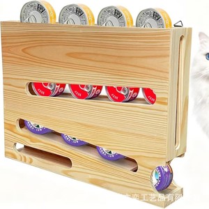 Estante de madera para latas de comida para mascotas, soporte de almacenamiento de tres capas de 43cm para latas de comida para gatos - Product Image 5