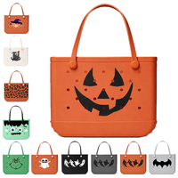 Individuell Bedruckte Vintage Halloween Kürbis-Geist EVA Strandtasche Wasserdichte Große Kapazität Tragetasche