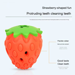 OEM/ODM Pet Dog Interactive <strong>Chew</strong> Grinding Teeth Cleaning Pet Molar Teeth Cleaning Rubber Food Leakage Ball Strawberry <strong>Chew</strong> Dog Feeder - Product Image 3