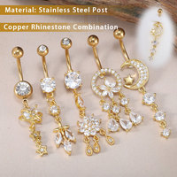 Anneaux de nombril pendulants 14G en acier inoxydable, accessoires de piercing corporel pour femmes, parfaits pour l'été, la plage et les fêtes à la piscine