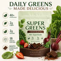 Poudre de superaliments au chocolat avec plus de 40 superaliments, spiruline, chlorelle, moringa, açaï, mélange beauté, sachets individuels