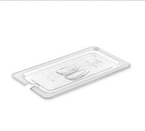 GN Container Lid 1/4 Clear With Notch Stackable <b>Plastic</b> Top For 1/4 Hotel Pan Industrial Kitchen - Product Image 1