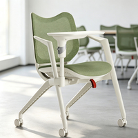Chaise de formation mobile moderne avec tablette intégrée, cadre pliable, roulettes silencieuses pour chambre et salles de conférence, gain de place
