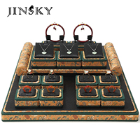 Plateau de présentation en tissu brodé chinois pour bijoux (bague, boucles d'oreilles, bracelet) – Idéal pour comptoir de magasin – Vente en gros