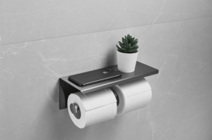 304 Wc in acciaio inox Rotolo di Carta Del Supporto Del Basamento con supporto di carta igienica con coperchio - Product Image 4