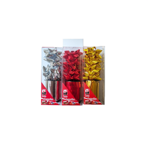 Nastro Decorativo ERP 10M con 4 Fiori 2.5 Pollici in Oro, Argento, Rosso e Bianco, Nastri Natalizi Misti - Product Image 1