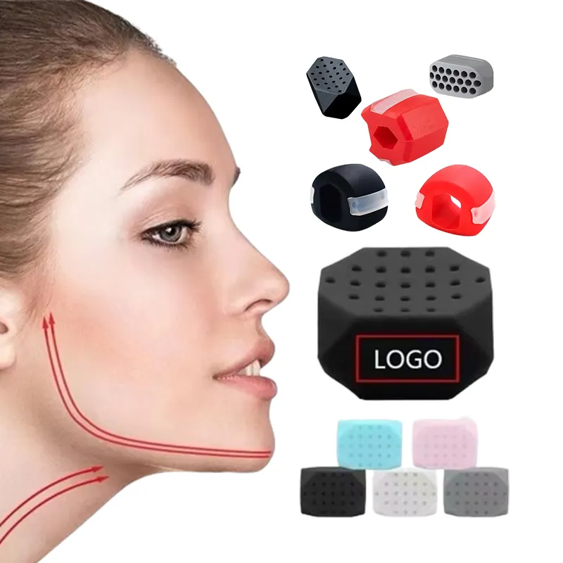 Nuevos productos personalizados de grado alimenticio para adelgazar la cara de silicona mandíbula cara cuello entrenador mandíbula línea moldeadora herramienta masticar mandíbula ejercitador
