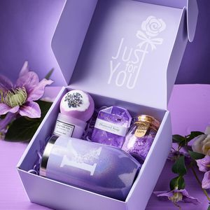 <span class=keywords><strong>Kit</strong></span> de <span class=keywords><strong>Regalo</strong></span> de San Valentín al por Mayor, Set de Cuidado Corporal con Bombas de Baño de Lavanda Morada, con Logo, para Mujeres y Niñas - Product Image 3
