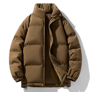 เสื้อแจ็คเก็ตพัฟฟ์แฟชั่นดีไซน์ฤดูหนาวทรงโอเวอร์ไซส์สไตล์เรโทร  ผ้าไนลอน ซิป  บุขนเป็ดสำหรับผู้ชาย - Product Image 4