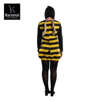 Costume d'Halloween pour femmes adultes en gros ODM, fête de carnaval, performance, abeille, costume de film et de télévision, jaune et noir, polyester