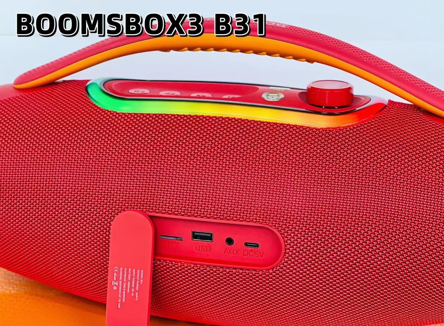 BOOMSBOX3 New Portable B31 for 5.3 Wireless Speaker 60W Waterproof Heavy Subwoofer Built-in Mic LED Light Long Battery · image 4