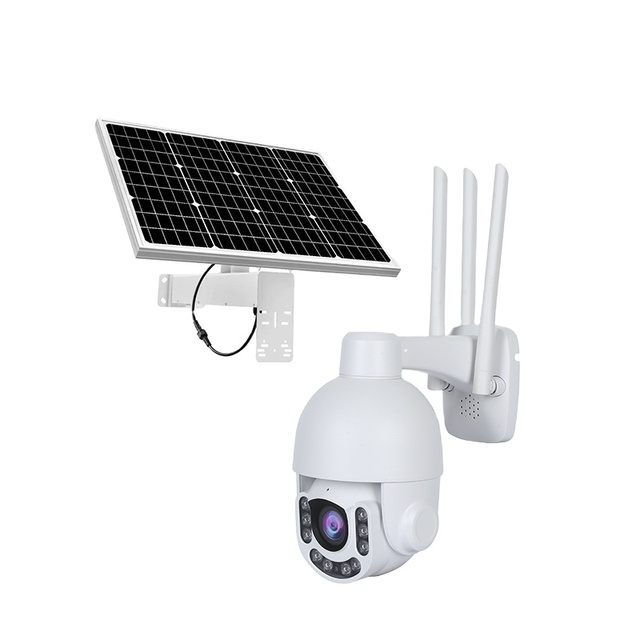 CCTV Monitoring System 5X Optical Zoom Outdoor 4G Network Camera 45W 15A Solar Panel Wifi PTZ Middle Speed Dome Camera
