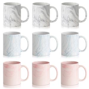 Tasses en céramique vierges pour sublimation 11OZ, design marbré noir/rose/bleu, durables, élégantes, logo personnalisé pour les cadeaux promotionnels, les fêtes de famille - Product Image 1