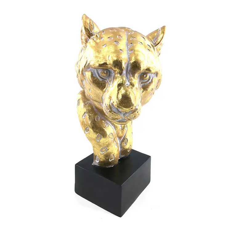 Reçine leopar kafa hayvan heykeli reçine zanaat koleksiyon vahşi hayvan döküm figürler