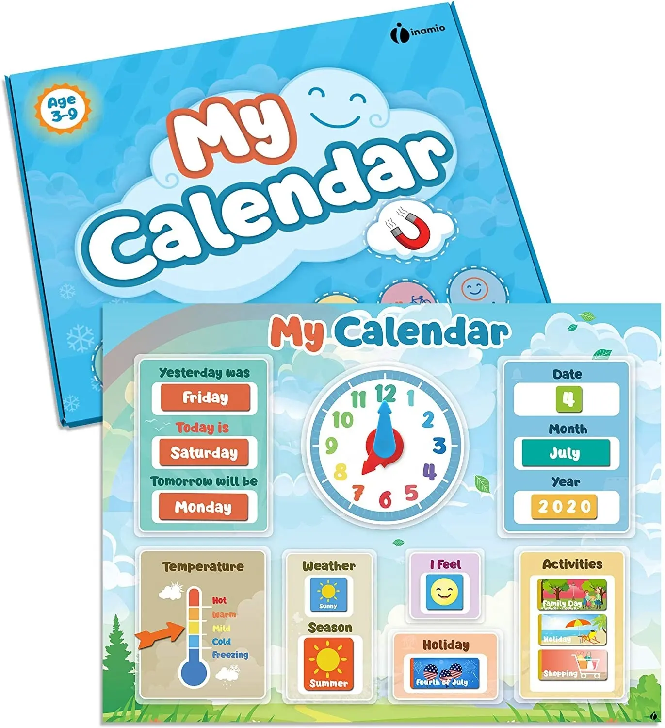 My First Daily Calendar for Kids Magnetic Educational Toy for Toddlers Preschool Learning Gift for Boys and Girls