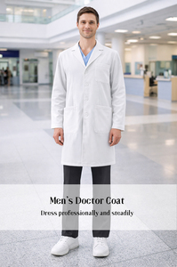 Uniformes de Hospital para Hombre, Bata de Médico Blanca de Poliéster, Personalizada OEM ODM - Product Image 2
