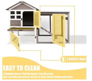 Gabbia per Conigli da Interno ed Esterno in Legno con Vassoio Estraibile, Grande Gabbia Impermeabile con Tetto in Asfalto per Conigli e Porcellini d'India - Product Image 5