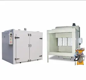 Il pacchetto del sistema di rivestimento in polvere include macchina di rivestimento in polvere elettrostatica cabina di spruzzatura forno per rivestimento in metallo