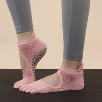 Vente chaude De Luxe Coton Femmes Fitness Ballet Yoga Sport Antidérapant Cheville Pilates Toe Grip Chaussettes Personnalisé