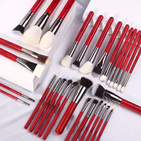 BEILI – ensemble de pinceaux de maquillage professionnel, 24 pièces, vente en gros, rouge naturel, marque privée, haute qualité