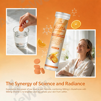 AegleWell Gluta Plus Vitamine C Comprimés Effervescents Saveur Orange 500mg L-Glutathion Vitamine C 20 Comprimés Super Éclaircissant pour la Peau
