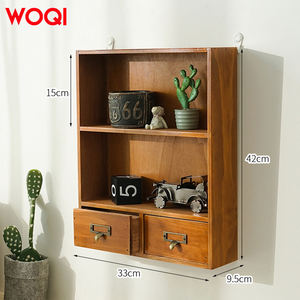 خشب صلب مثبت على الحائط من WOQI مع درجين طراز عتيق لجميع السيناريوهات لتخزين البطاقات الممغنطة - Product Image 2