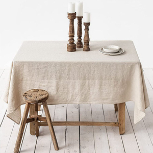 Nappe de table en lin réutilisable à l'aspect naturel, carré en coton, pour mariage, banquet, salle à manger, bar, etc. - Product Image 1
