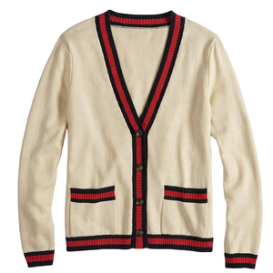 Cardigan Homme Nouvelle Collection Respirant Anti-Plis Col V Manches Longues Coupe Droite Laine/Nylon Bouton Unique Motif Patchwork Dentelle Hiver - Product Image 1