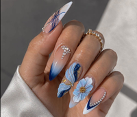 Faux ongles courts en amande à couverture complète, pré-dessinés, à presser – Produits de beauté, fournitures d'ongles en gros