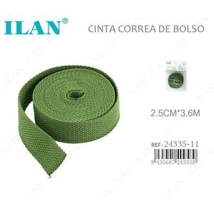 Nastro per Tracolla Borsa Ilan 2.5Cm X 3.6M in Tessuto Verde Militare - Product Image 3