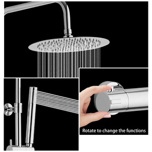 Stainless Steel Rainfall <strong>Shower</strong> Kit - Wall Mount Adjustable Height Slide Bar With Brass Mixer &amp; Spa <strong>Shower</strong> Head For Bathroom