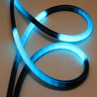 Tube diffuseur LED néon en silicone noir à 360 degrés, bande lumineuse LED circulaire 12/24V, flexible noir, pour usage hôtelier