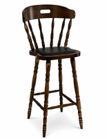 Tabouret de bar commercial en bois massif avec siège rembourré en PU, chaise haute pour bistrot, café, hôtellerie, mobilier de projet