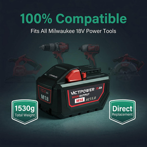 VICTPOWER 18V 15Ah Li-ion <b>Battery</b> Pack M18 XC15.0 for Milwaukee Cordless Tools Rechargeable High Output Black - Product Image 2