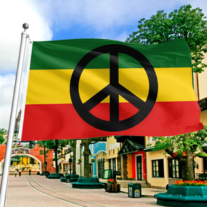 Usine en gros pas cher 3x5 <span class=keywords><strong>pied</strong></span> 100% Polyester Double face décoration extérieure personnalisé Rasta paix drapeau - Product Image 2