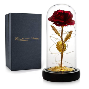 Venta al por mayor de arcoíris artificiales, rosas iluminadas en vidrio, flor de plástico colorida con LED Galaxy Rose en cúpula de vidrio para el día de la madre - Product Image 1