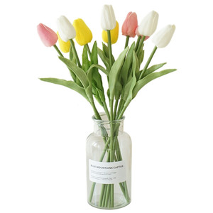 Real Touch White Artificial Tulip Silicon <strong>Fakes</strong> <strong>Flowers</strong> for Wedding Home Decor for Mother's Day Easter Christmas Halloween - Product Image 5